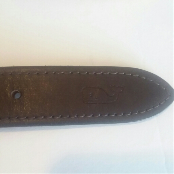 VINEYARD VINES Navy & Brown Brass Buckle Belt - Picture 6 of 7